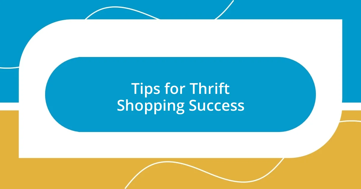 Tips for Thrift Shopping Success